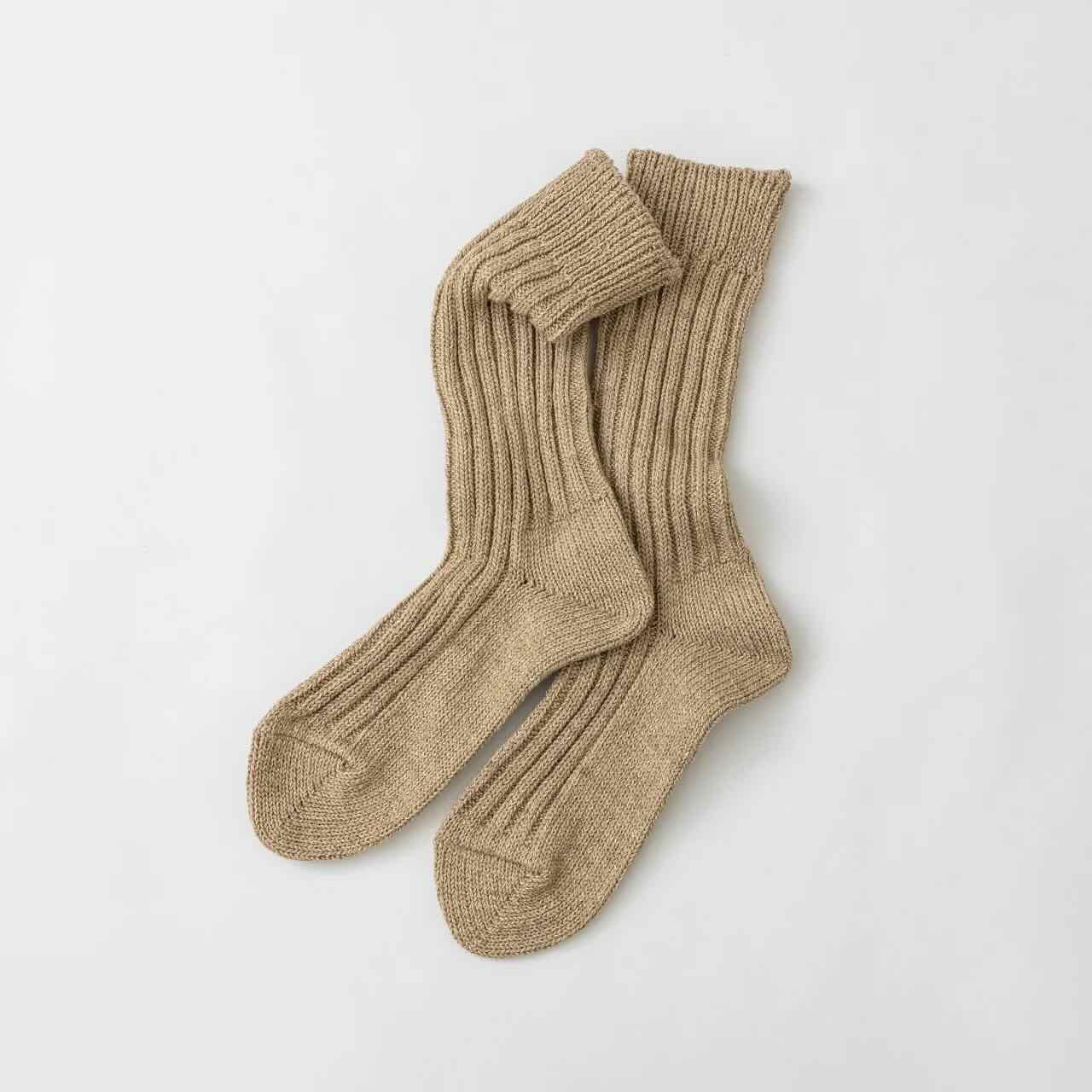 Dark beige cotton crew socks