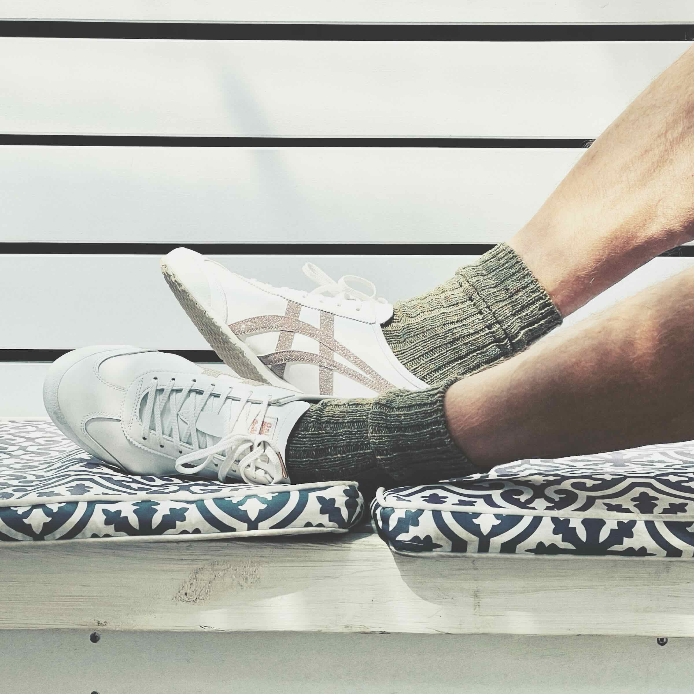 beige khaki cotton crew socks