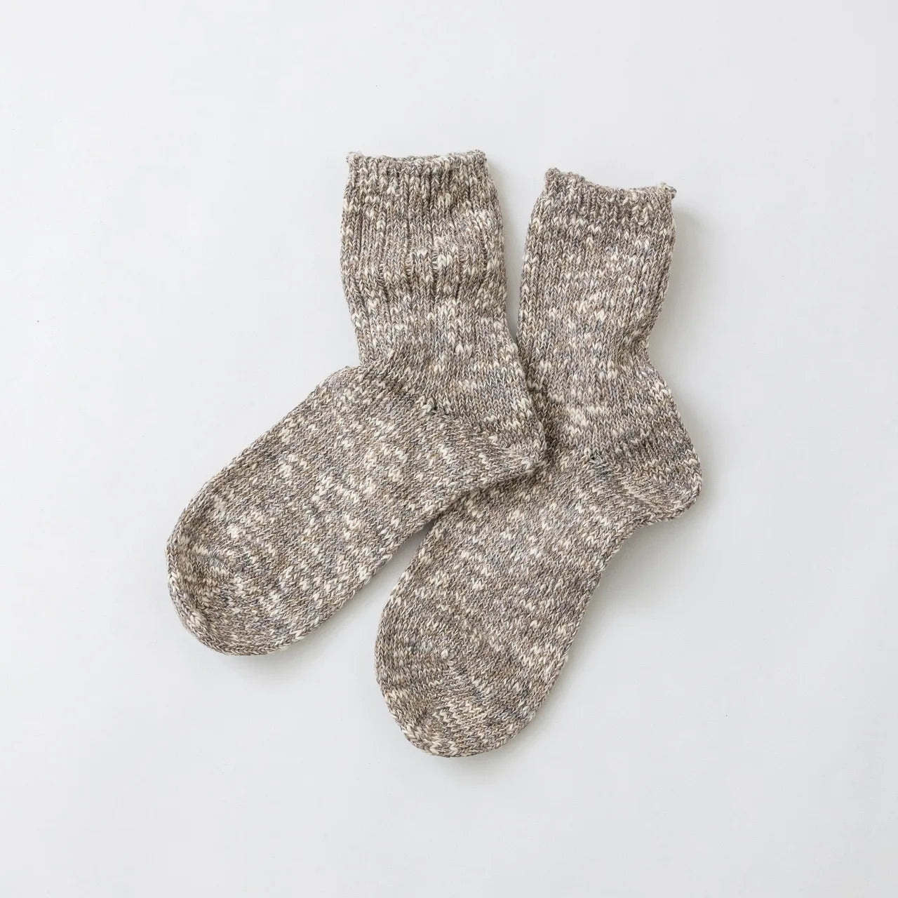 Slub knit cotton crew socks taupe