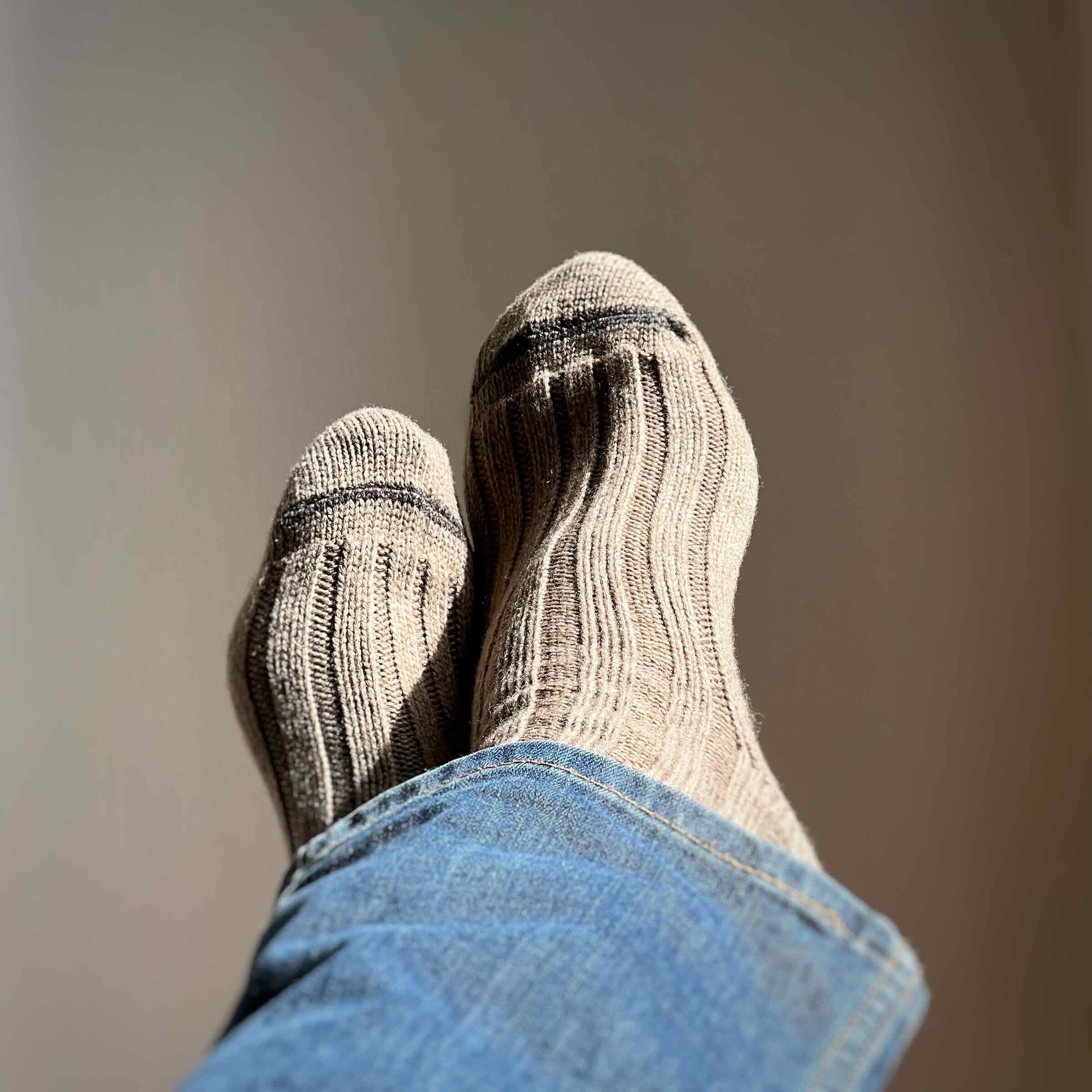 Thick brown wool socks