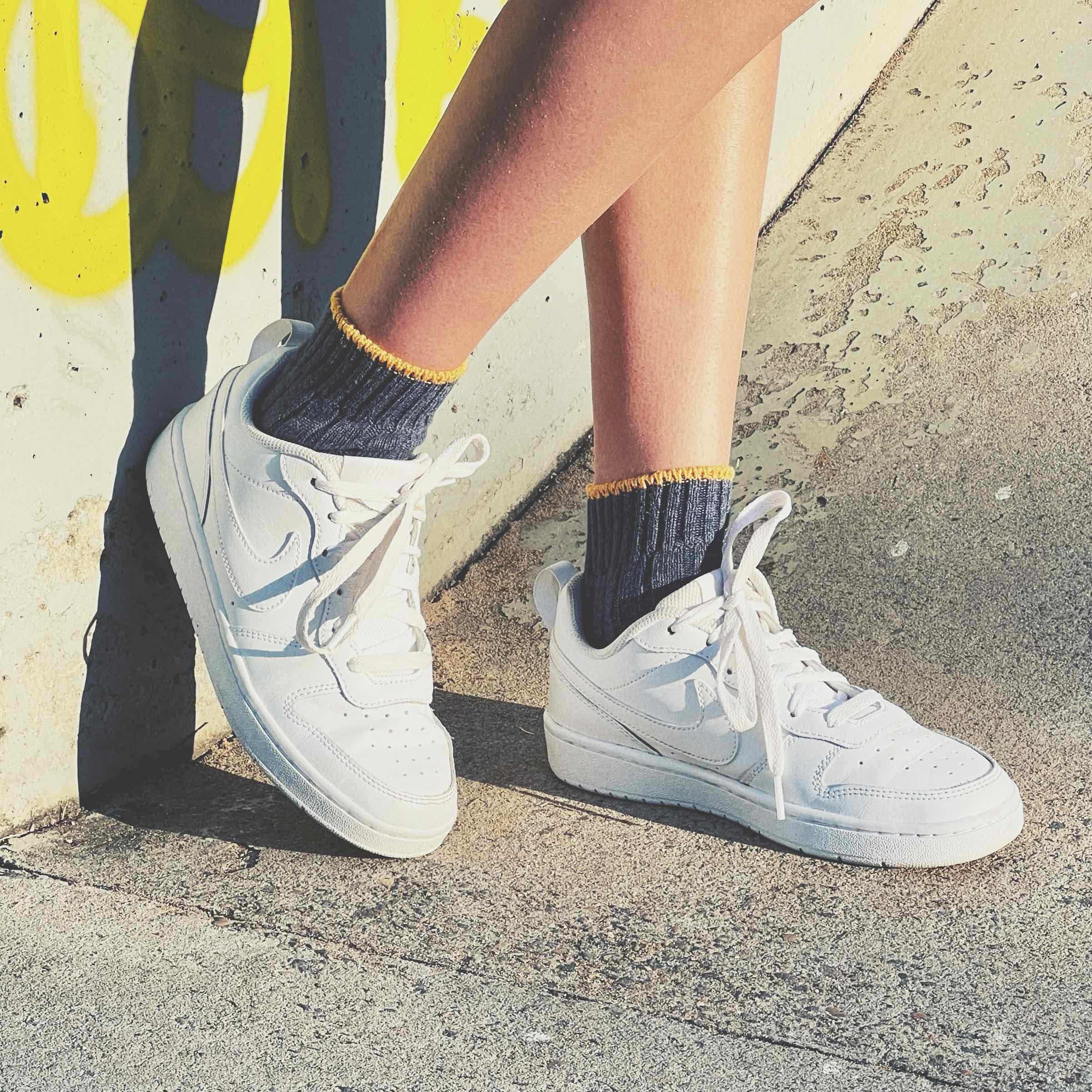 linen quarter socks blue