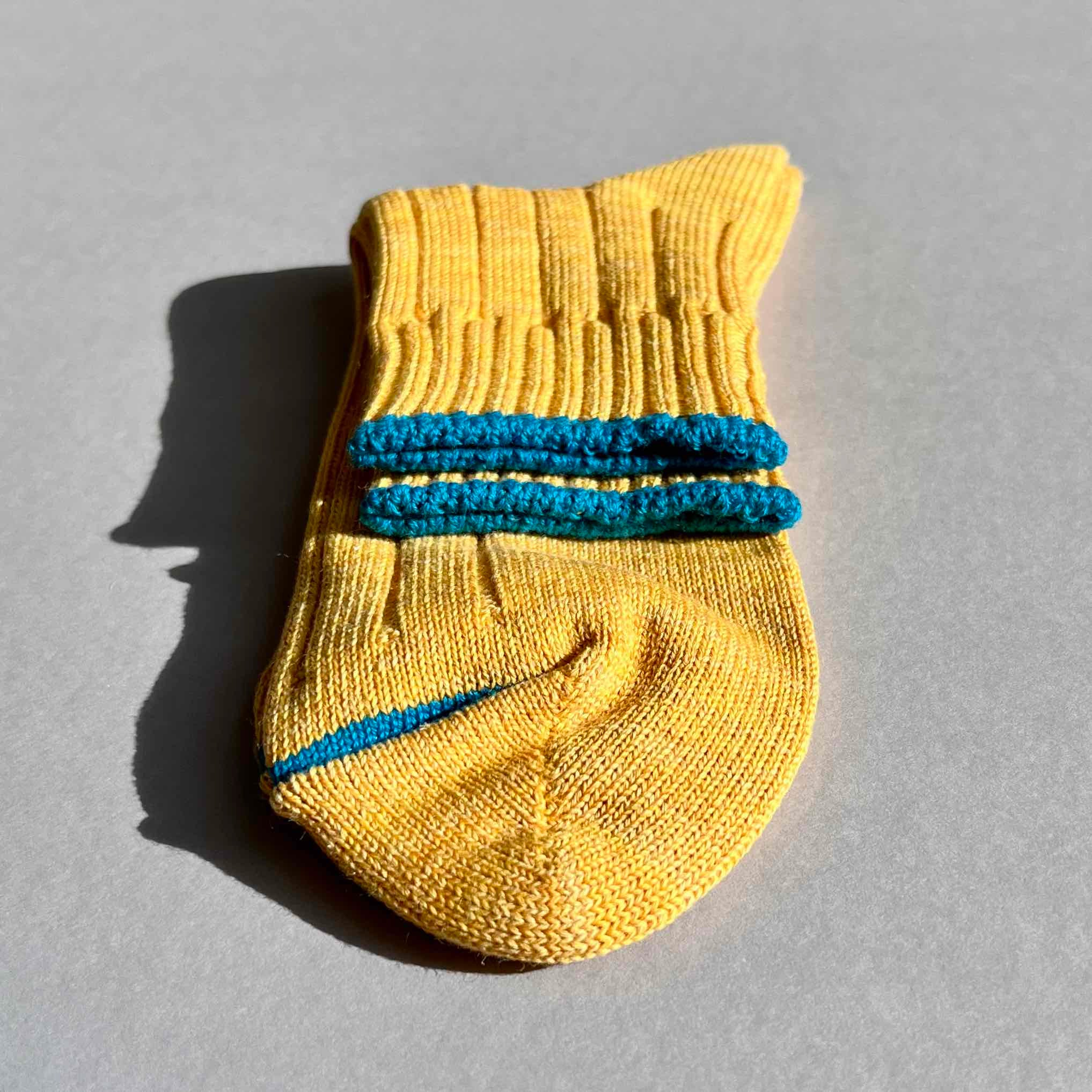 Cotton hemp quarter crew socks mustard yellow
